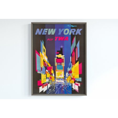 POSTER New York Vintage Retro Fly TWA Airline Travel Poster, New York City Print, NYC Poster Wall Art, Print-UNFRAMED