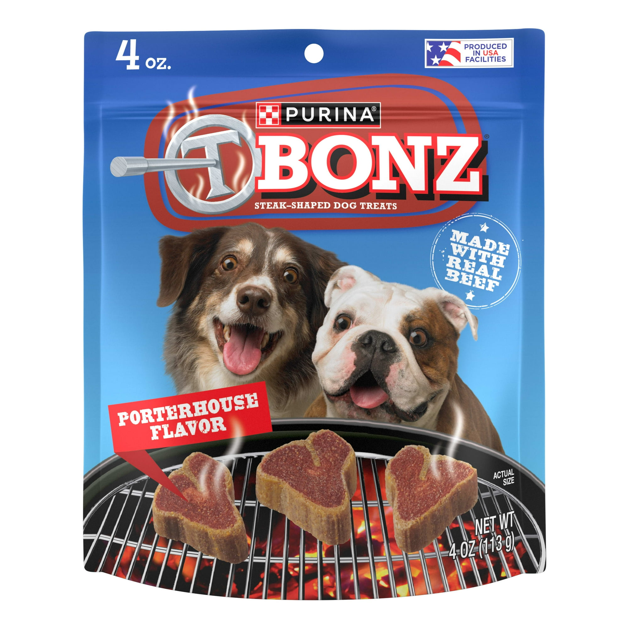 Purina T-Bonz Dog Treats Porterhouse Real Beef Flavor Treats for Dogs, 4 oz. Pouch