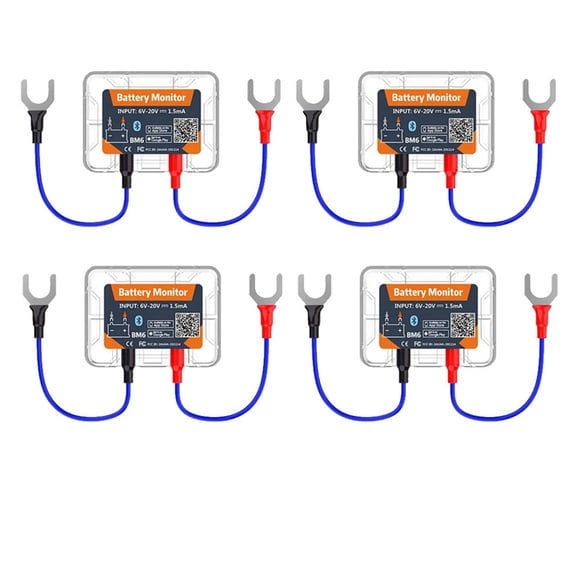 4X Monitor de BateríA InaláMbrico Bluetooth 12V BM6 con AplicacióN de Control del Estado de la BateríA del AutomóVil Probador de BateríA de Monitoreo