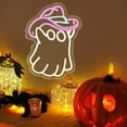 thumbnail image 5 of SUSHANG Happy Halloween Neon Sign, Mysterious Ghost Bat LED Neon Light for Wall Decor, USB Powered Halloween Light up Sign for Halloween Home Spooky Party Bedroom Decor, 5 of 9