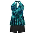 thumbnail image 5 of VBTAPA Women Halter Tankini Swimsuits Two Piece Tummy Control V Neck Bathing Suits Top with Shorts Bottom Hawaiian Beach Swimwear Set Sales of Today Multicolor XXL, 5 of 7