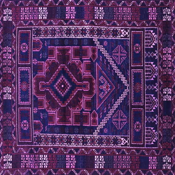 Ahgly Company Indoor Square Persian Purple Traditional Area Rugs, 4' Square