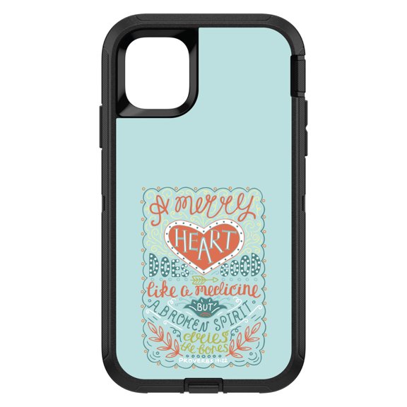 DistinctInk Custom SKIN / DECAL compatible with OtterBox Defender for iPhone 11 Pro MAX (6.5" Screen) - Proverbs 17:22 - A Merry Heart Does Good
