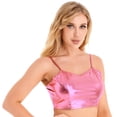 thumbnail image 4 of YiZYiF Womens Casual Patent Leather Crop Top Glossy Tank Tops Vest Clubwear, 4 of 6