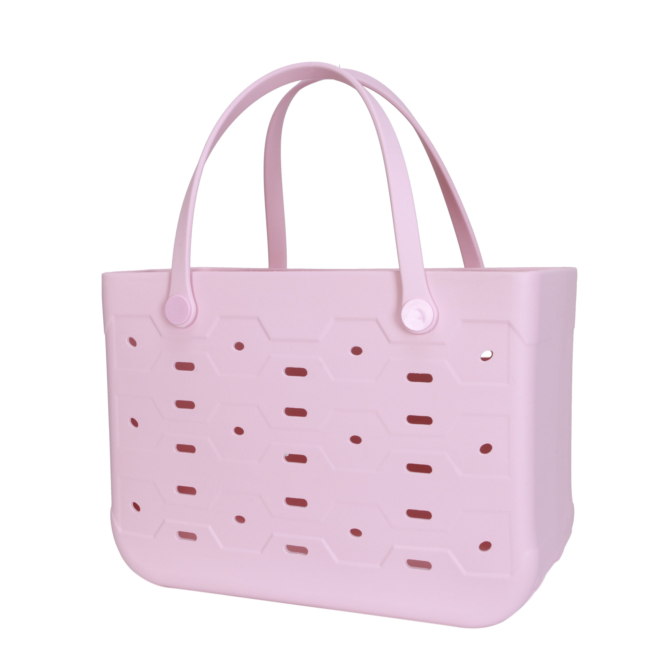 Mainstays All Purpose, Large EVA Flex Tote – 18in W x 8.75in D x 13in H – Waterproof, Washable - Pink Lemonade