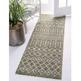 thumbnail image 1 of Unique Loom Trellis Collection Tribal Geometric Transitional Indoor and Outdoor Flatweave Runner Rug, 2' x 6', Green/Ivory, 1 of 1