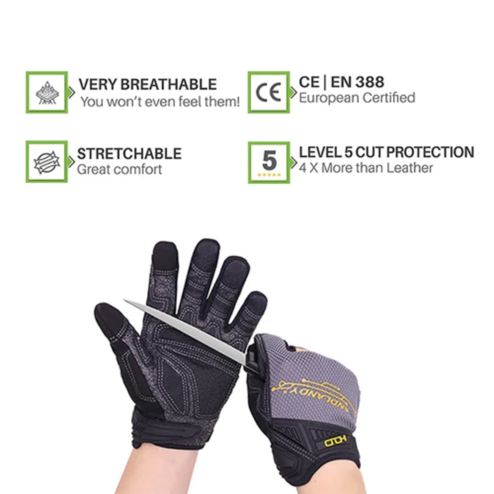 HANDLANDY Heavy Duty Work Gloves Men, Touchscreen TPR Impact Reducing Work  Gloves, Non-Slip Breathable Mechanics Gloves (Large) - Yahoo Shopping
