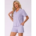 thumbnail image 2 of DARING DIVA Pajamas Set 100% Cotton Button Down Notch Collar Sleepwear S Purple, 2 of 6