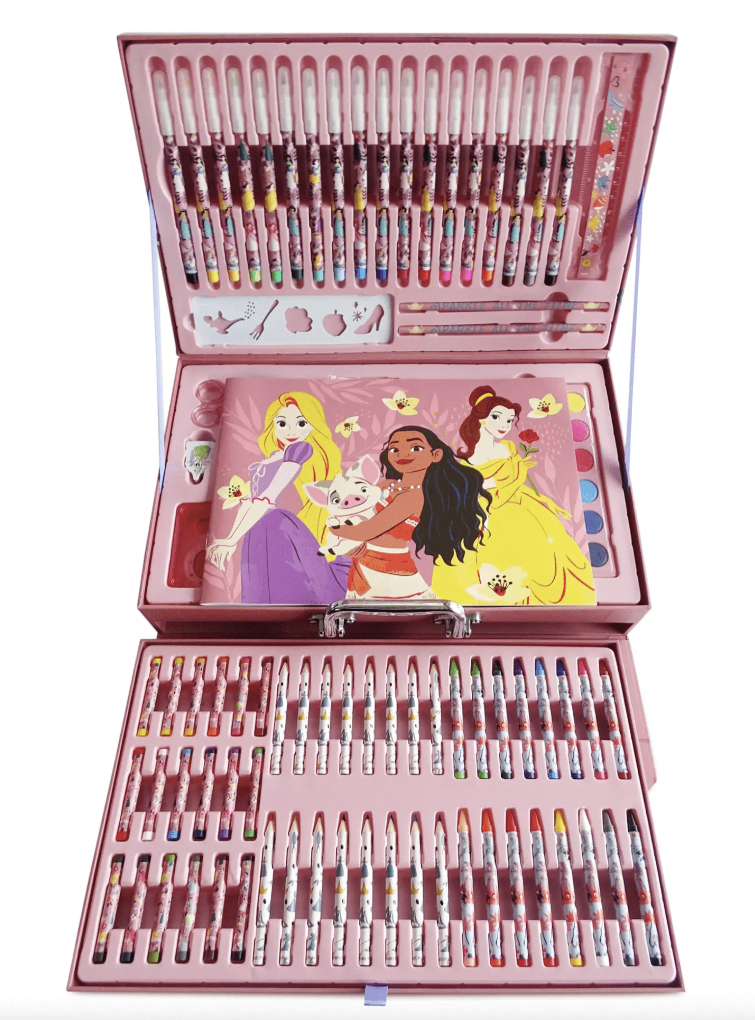 Disney Princess Deluxe Art Kit Ariel Belle Watercolor Markers Paint Pencil  New