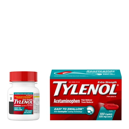 Tylenol Extra Strength Acetaminophen, Easy to Swallow Caplets, 100 Count