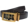 thumbnail image 3 of Marshal Men's Genuine Leather Ratchet Dress Belt With Automatic Buckle Brown Buckle7, 50", 3 of 9