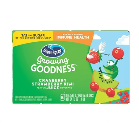 Ocean Spray Growing Goodness Cranberry Strawberry Kiwi Juice, 6.75 fl oz, 8 Ct, 4 Pack