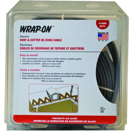 Wrap On Company Inc Roof Gutter Cable Gray 60 Ft Wrap On Company Inc Roof Gutter Cable Gray
