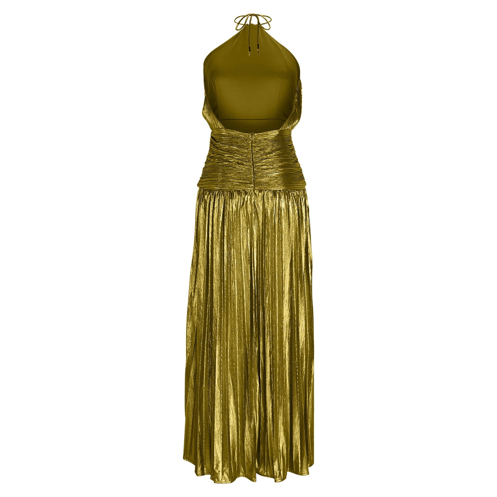 Hvot&aat Women Sexy High Split Evening Cocktail Dress Solid Color Casual Sleeveless Backless Maxi Dress