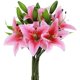 thumbnail image 1 of Xiao Hua Juego de 5 flores de lirio artificiales con un toque realista, ideal para bodas, fiestas, jardines y decoración de oficinas. Flores de lirio artificiales, color rosa intenso., 1 of 5
