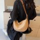 thumbnail image 5 of Bolso de paja tejido, bolso hobo grande de moda con cremallera, bolso de mano informal, bolso de viaje de vacaciones, bolso de media luna para mujeres y niñas, 5 of 9
