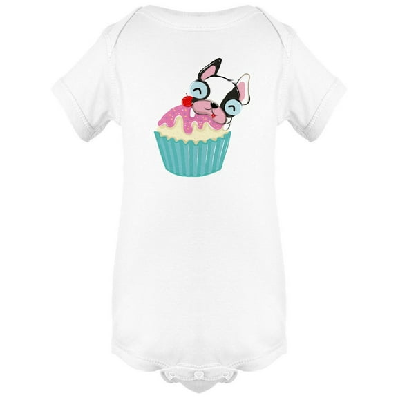 Cute Cupcakes Bulldog Bodysuit Infant -Image by Shutterstock,  6 Months