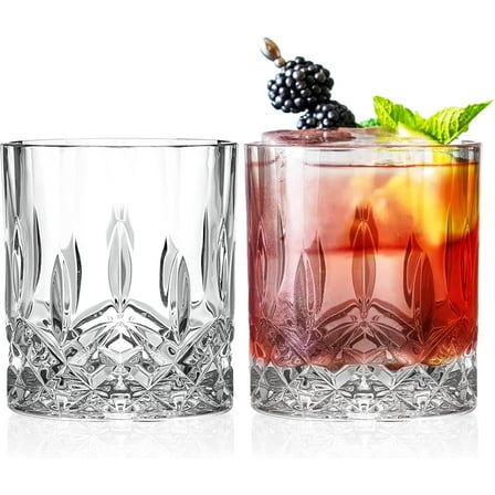 Barski Whiskey Glasses - Double Old Fashioned Rocks Glass - Set of 2 Lowball Tumbler - DOF Crystal Glass Tumblers -For Scotch - Bourbon - Water - Beverage - Drinking Glasses - 10.5 oz, Made in Europe