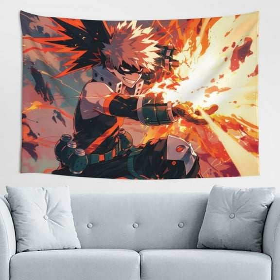 My Hero Academia Bakugo Katsuki Tapestry Wall Hanging Home Decoration Wall Blanket Dormitory Living Room Bedroom Backdrop Poster( 60x40inch)