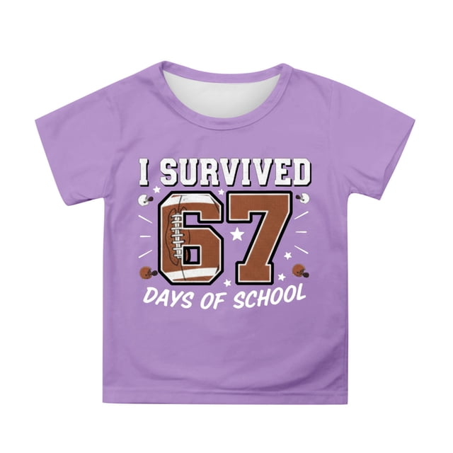Rhuody T-Shirt Garçon Col Rond Blouse Manches Courtes Tee Rentrée des Classes Imprimés de Chiffres de Dessins Animés Hauts Classique Combinaison d'Été Violet 12-13 Ans