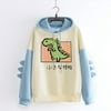 Follure Women's Casual Long Sleeve Splicing Dinosaur Prints Sweatshirt Pullover Tops