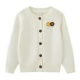 thumbnail image 2 of CYRBOKO Toddler Girl's Cardigans, Soft Knit Cotton Long Sleeve Winter Tops White Size 2-3 T, 2 of 6