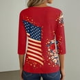 thumbnail image 6 of 250th Anniversary 3/4 Sleeve T Shirts for Womens 4th of July Button Henley Shirts Flag Printed Slim Fitted Tops, 6 of 6