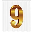 thumbnail image 3 of Number Shower Curtain, Classical Nine Sign on White Anniversary Celebration Theme Modern Design Print, Fabric Bathroom Set with Hooks, 69W X 84L Inches Extra Long, Amber and White, by Ambesonne, 3 of 3