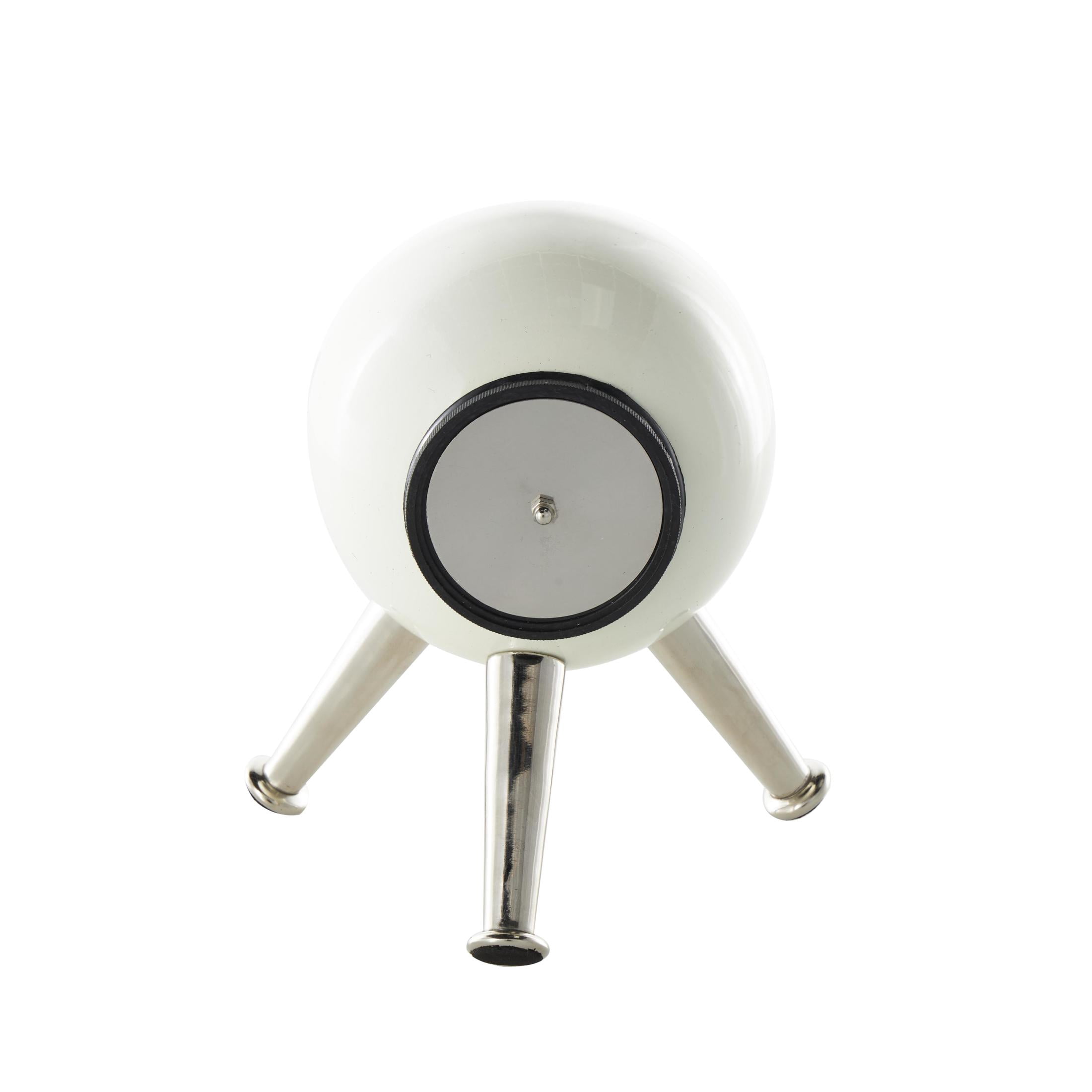 DecMode 9" Silver Aluminum Metal Orb Clock with Black Clockface and Silver Tripod Legs
