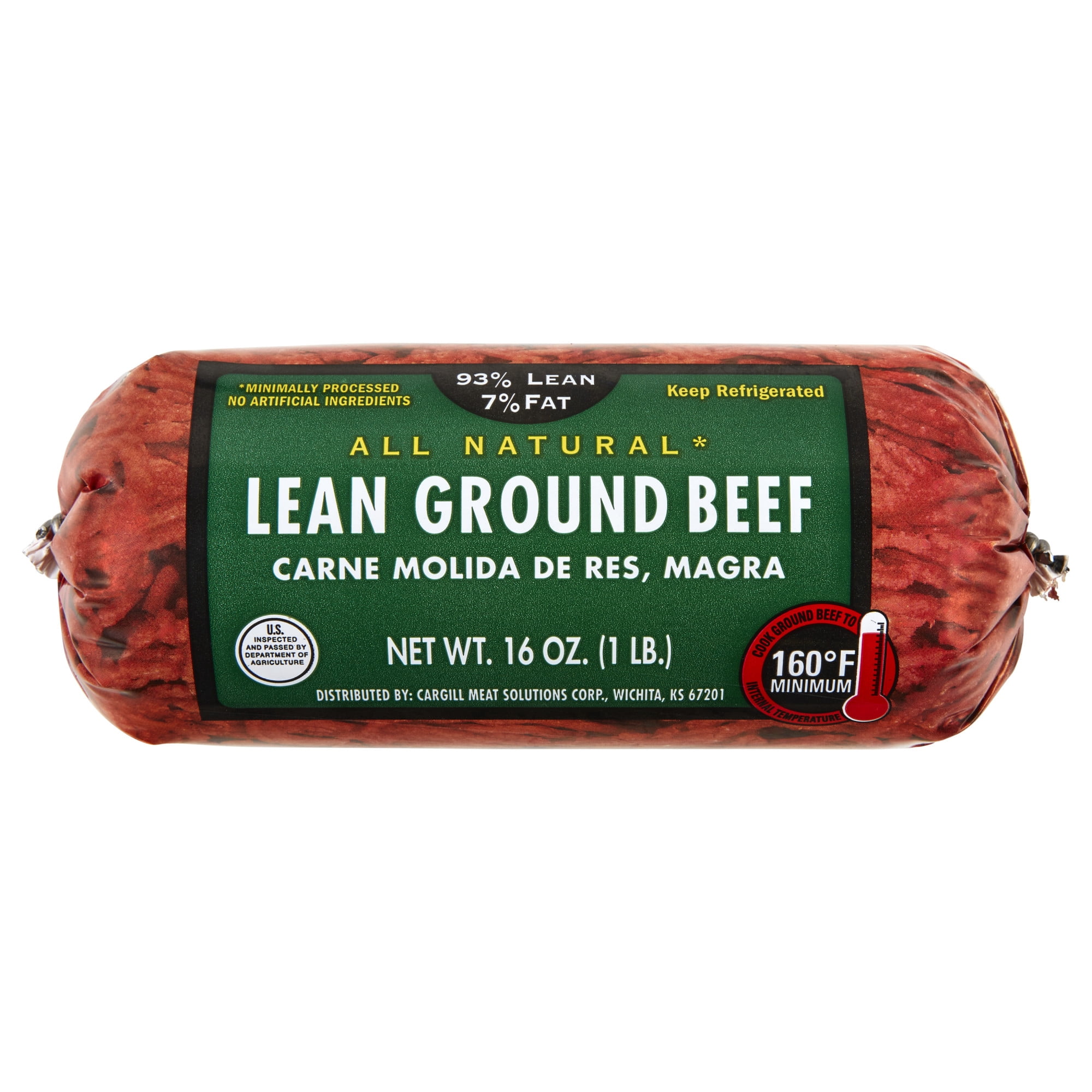 93% Lean / 7% Fat Lean Ground Beef, 1 lb Roll, Fresh, All Natural*