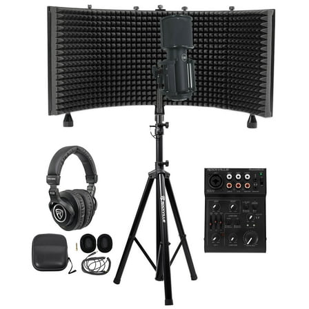 Recording Kit w/Mixer Warm Audio Studio Mic Isolation Shield Headphones Stand
