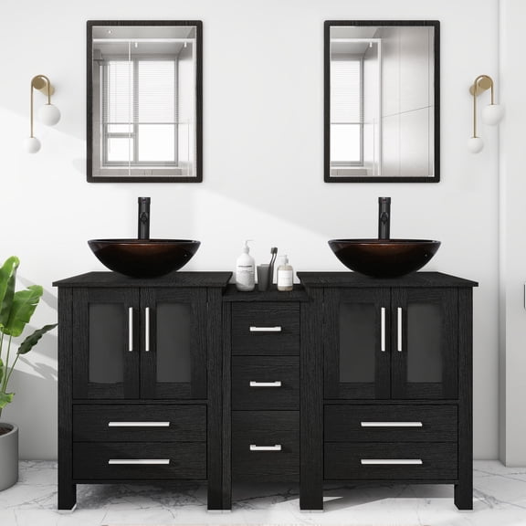 Eclife 60" Double Sink Bathroom Vanity with Manufactured Wood Top
