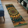 thumbnail image 3 of 2'x6' Rug Runners for Hallways Kitchen, Bohemian Flower Non Slip Entryway Beside Floor Carpet Runner, Colorful Yellow Boho Rustic Tribal Washable Laundry Room Bedroom Throw Rugs Mat for Family Pet, 3 of 8