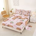thumbnail image 2 of Erosebridal Cute Capybara Queen Sheet Sets 4 Pieces For Teens,Cartoon Flowers Leaves Animal Bed Set For Kids Boy Girls,Microfiber Bedroom Decor, 2 of 5