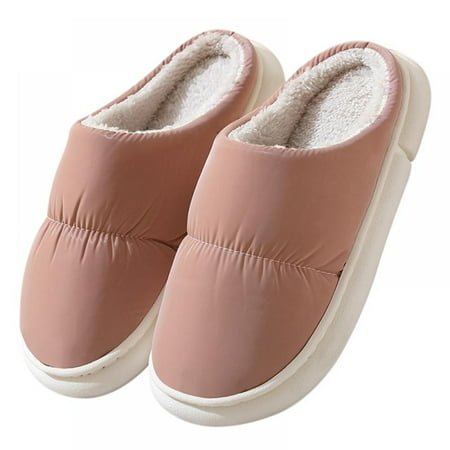 

Slippers for Mens Winter Home Indoor Warm Thick Sole Waterproof down Cotton Shoes Soft Plush Fleece Indoor Outdoor Shoes