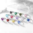 thumbnail image 6 of Juwaliy Women Ring Silver Plated Halo Heart Blue Sapphire September Birthstone Band Rings Jewelry Birthday Christmas Mother's Day Gift, 6 of 11