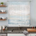 thumbnail image 4 of Blue Beige Farmhouse Sheer Curtains 45 Inch Length, Light Filtering Voile Curtain Panel, Vintage Wooden Striped Rod Pocket Drapes Window Treatments for Living Room Bedroom 52"x45", 4 of 9