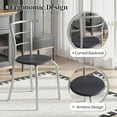 thumbnail image 5 of 3-Piece Wooden Round Table & Chair Set for Kitchen, Dining Room, Compact Space w/Steel Frame, Built-in Wine Rack - Black, 5 of 11