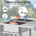 thumbnail image 5 of Stainless Steel Sink, 36 x 21 Inch Freestanding Single Tank Commercial Kitchen Sink with Worktop, 5 of 6