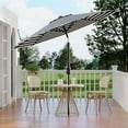 thumbnail image 6 of 9Ft Patio Umbrella - 8 Sturdy Ribs Outdoor Table Umbrella with Crank LiFt & Push Button Tilt - Market Umbrella for Pool, Deck, Yard, Garden - Black & White Stripe, 6 of 7