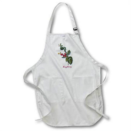 

Bright Red Raspberries on the Vine Botanical Print Full Length Apron with Pockets 22w x 30l apr-173807-1