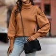 thumbnail image 2 of Lilgiuy Women Casual Solid Long Sleeve Turtle Neck Sweaters Tops,Orange,10(XL) Winter Dresses for 2022, 2 of 5