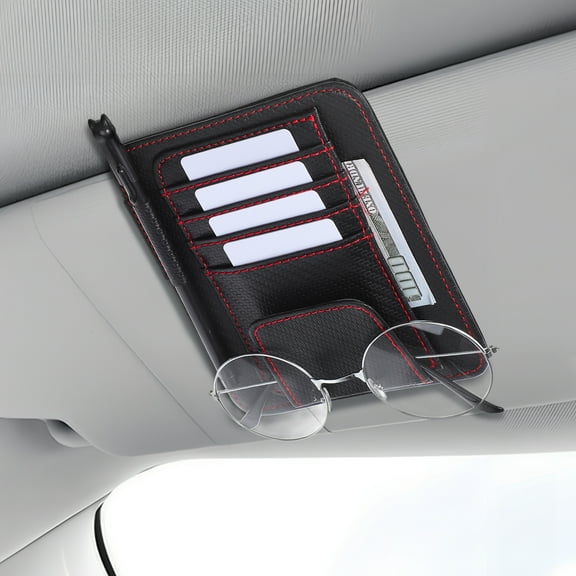 Black Car Sun Visor Storage Clip Organizer with Shade Clamp for Truck and Vehicle Accessories
