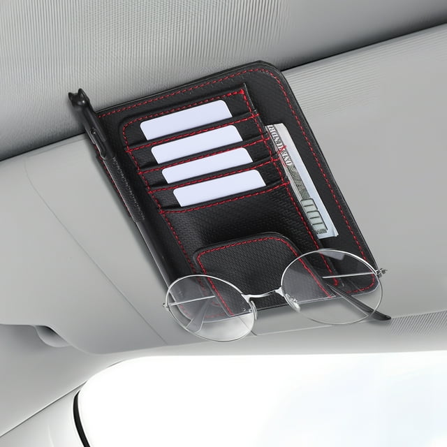 Organizador de parasol multifuncional con clip para coche, organizador y almacenamiento de parasol, tarjetero para tarjeta de registro y seguro, accesorios para coche