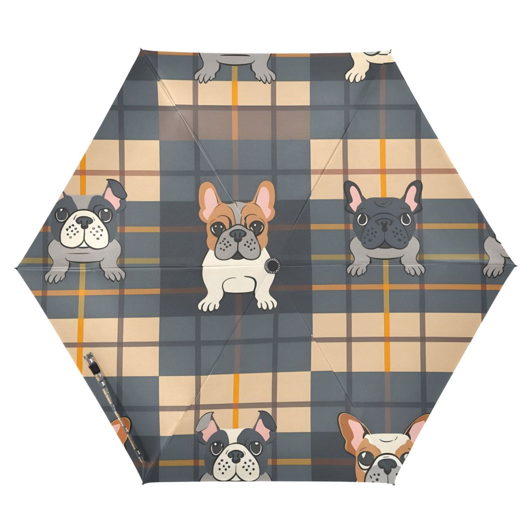 Adorable Bulldog Compact Sun Umbrella Windproof Travel Umbrellas for Rain Strong Portable UV Protection