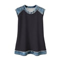 thumbnail image 7 of Bosfbaoi Tank Tops for Women Waffle Knit Denim Trim Sleeveless Tops Crew Neck Casual Relaxed Fit Shirts for Summer Weekend and Street Style, 7 of 7