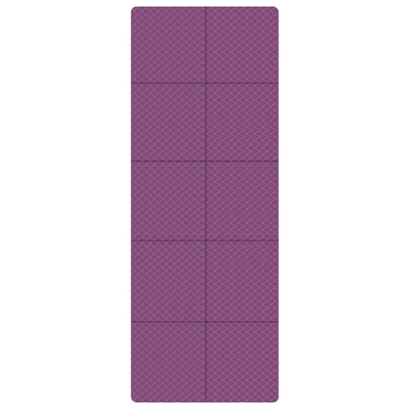 Foldable Yoga Mat Double Sided TPE Pilates Mat for Travel Picnics (Purple)