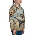 thumbnail image 3 of Kdxio Wood Grain Shark Pattern Boys Athletic Unisex Boys Girls Hoodie with Pocket Sweatshirts-X-Large, 3 of 6
