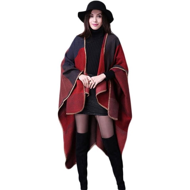 LinYooLi Women's Fashion Winter Oversized Blanket Poncho Cape Shawl Cardigans