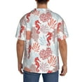 thumbnail image 3 of Rateoe Tropical Corals Seahorse Print Mens Front Pocket Hawaiian Shirts Casual Shirts Short Sleeve Button Down Beach Tropical Shirts-Large, 3 of 5